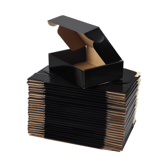 Hoikwo 25 Pack 7x5x2 Shipping Boxes for Small Business, Black Packaging Cardboard Boxes, Moving Mailing Packing Box
