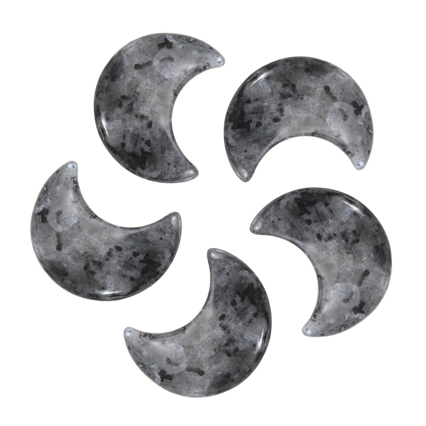 MECCANIXITY 5 Pcs Moon Crystal Worry Stone, 1.2 Inch Length Natural Labradorite Moon Gemstone Bulk, Carved Pocket Stones for Meditation Balancing Pendant Decor