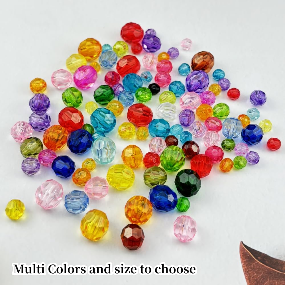 YUEXIGO 1000pcs 6mm Acrylic Round Faceted Beads for Crafts Faceted Spacer Beads for Sewing Crafts Decoration Necklaces Bracelets Earrings Jewelry Making(Drak Coffee)
