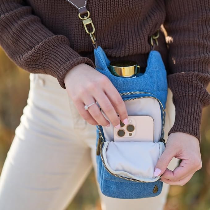 WanderFull® Original HydroBag® Collection, Water Bottle Holder w/Strap & Phone Pocket, Hands-Free Crossbody Water Bottle Bag