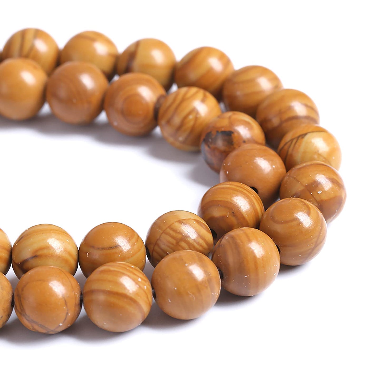 10MM 38PCS Natural Stone Yellow Woodgrain Jasper Loose Beads for Jewelry Making DIY Bracelet