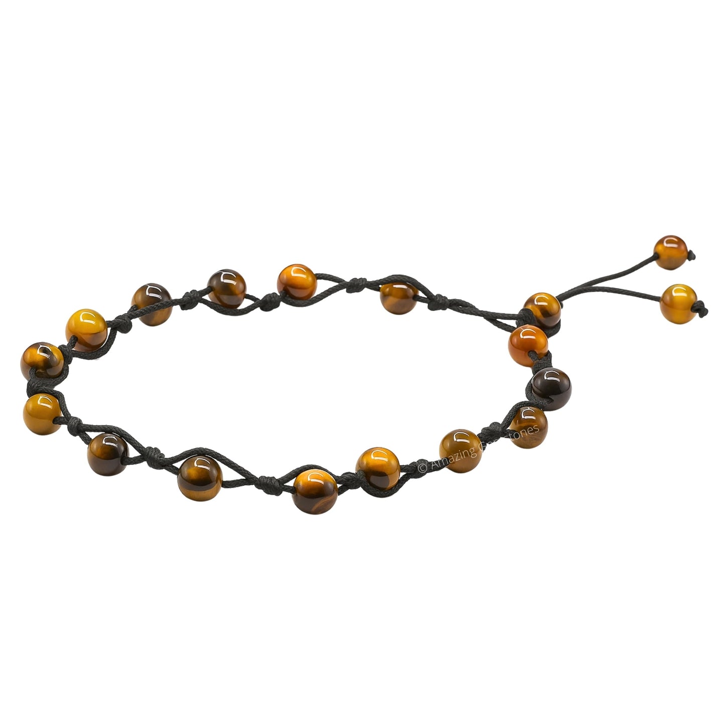 Amazing Gemstone Tigers Eye Anklet Ankle Bracelets for Women - Waterproof Beaded Healing Crystal Anklets, Plus Size Chakra Gemstone Bead Anklet (Stretchy Adjustable - Hand Knotted)