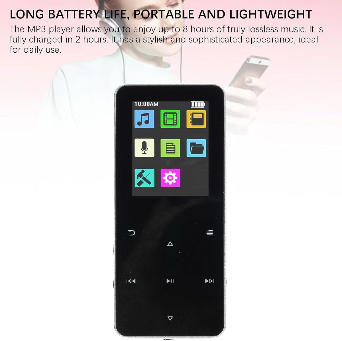 Yoidesu MP3 MP3 1.8 Inch (4GB) Player with Bluetooth, Portable HiFi Lossless Sound Mini Music Player, Music with TFT