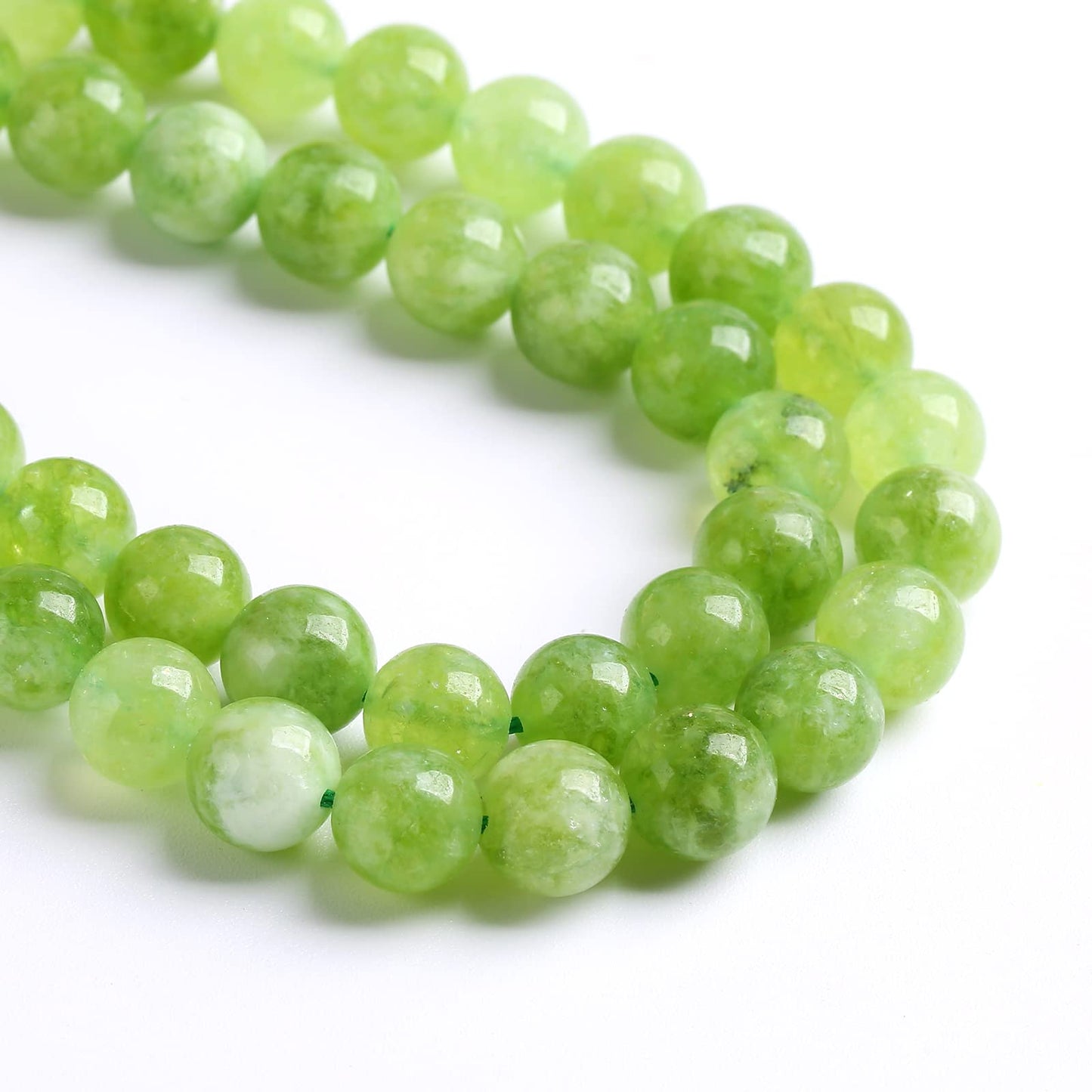 8MM 45PCS Natural Green Peridot Jade Quartz Beads for Jewelry Making DIY Bracelet Crystal 1 Strand