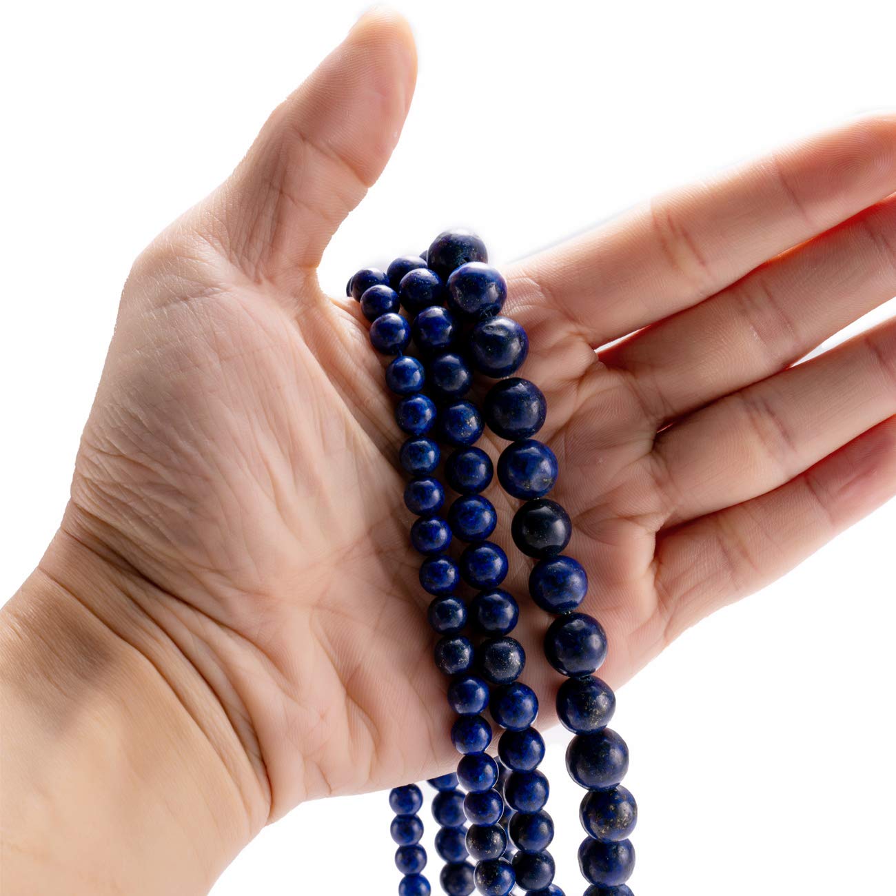 BEADIA Natural Lapis Lazuli Stone Round Loose Semi Gemstone Beads for Jewelry Making 6MM 61PCS