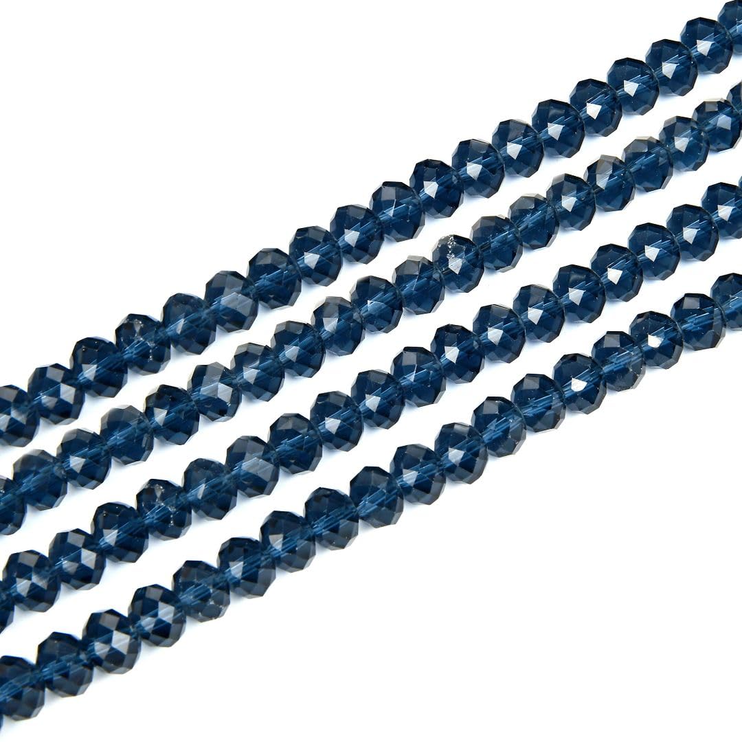 1000pcs Czech Faceted Rondelle Crystal Glass Loose Beads 6mm Spacer Bulk Dark Sapphire Blue for DIY Craft Jewelry Making CCR620
