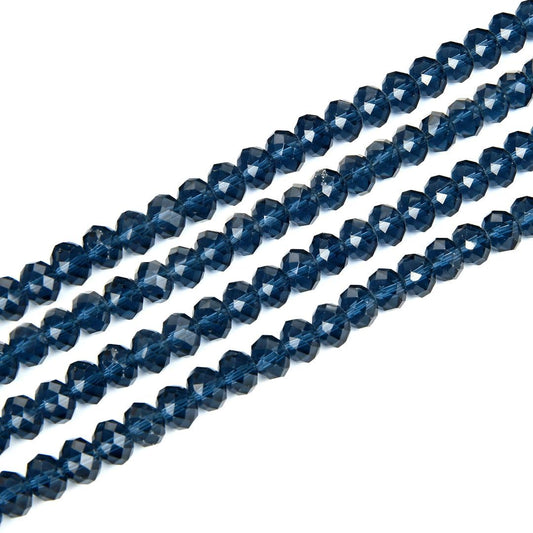 500pcs Czech Faceted Rondelle Crystal Glass Loose Beads 4mm Small Tiny Spacer Bulk Dark Sapphire Blue for DIY Craft Jewelry Making CCR420