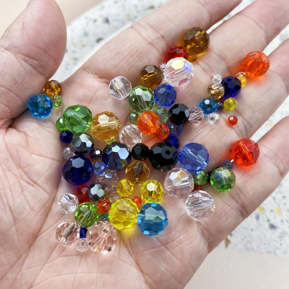 Xinhongo Crystal Glass Beads 200 Pieces 6mm Round Faceted Glass Spacer Beads for Jewelry Making Bracelet Earring Necklace DIY Craft Supplies(Violet AB)