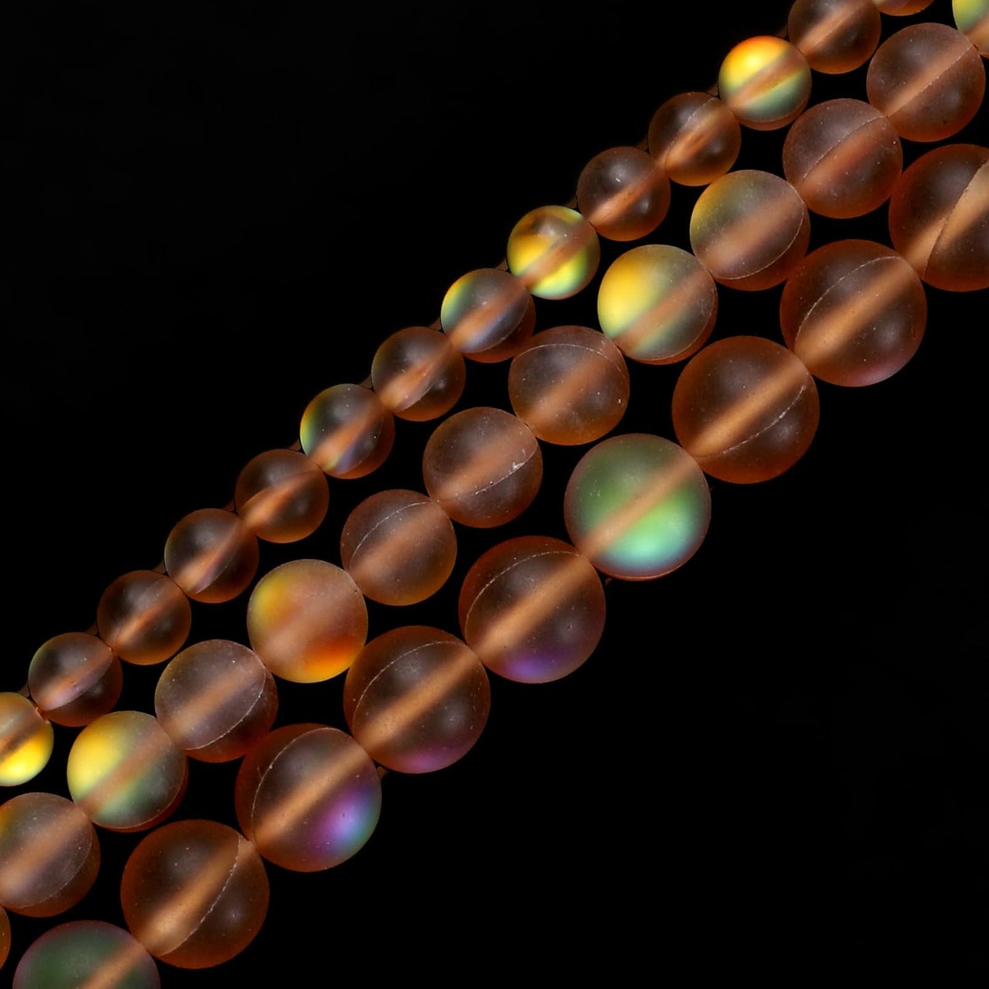 uxcell Matte Crystal Glass Beads 10mm Synthetic Frosted Shining Semi-Precious Round Loose Beads Synthetic Moonstone for Jewelry Making DIY Bracelet, Brown