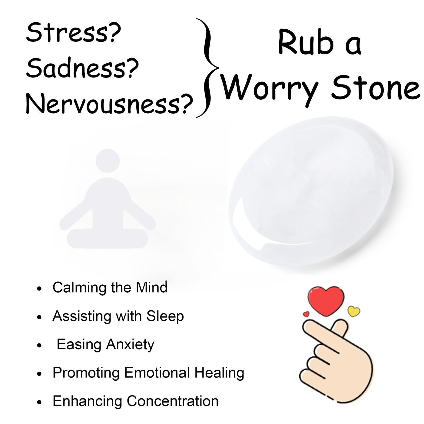 NUKAYAI Thumb Worry Stone Clear Quartz Crystals Oval Tiny Fidget Healing Crystal Natural Meditation Accessories Stress Relief Gifts Reiki Palm Small Trinkets Pocket Anxiety Relief Items for Women Men