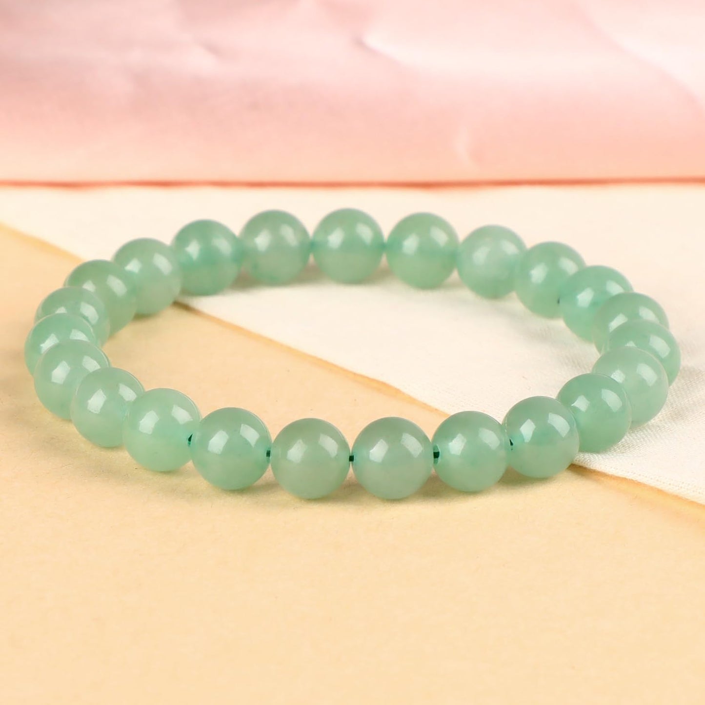 LPBeads Handmade Natural Gemstone Stretch Elastic 8mm Green Aventurine Bracelet Healing Crystal Round Stone Beads Jewelry Gifts for Women Men