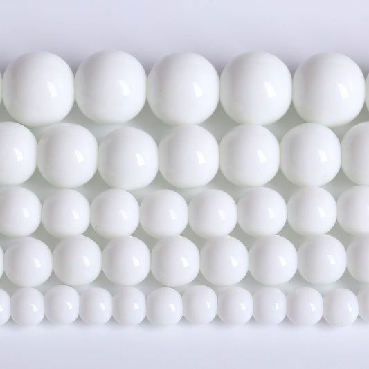 4MM Natural Stone White Porcelain Agate Beads Round Loose Stone Beads for Jewelry and Bracelets Making 180pcs 2 Strands 32"