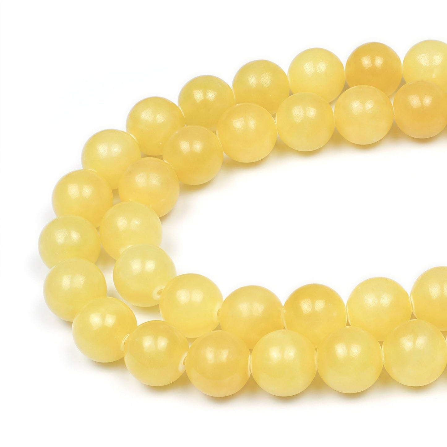MJDCB Natural Yellow Marble Jade Round Stone Beads for Jewelry Making DIY Bracelet Necklace (8mm)
