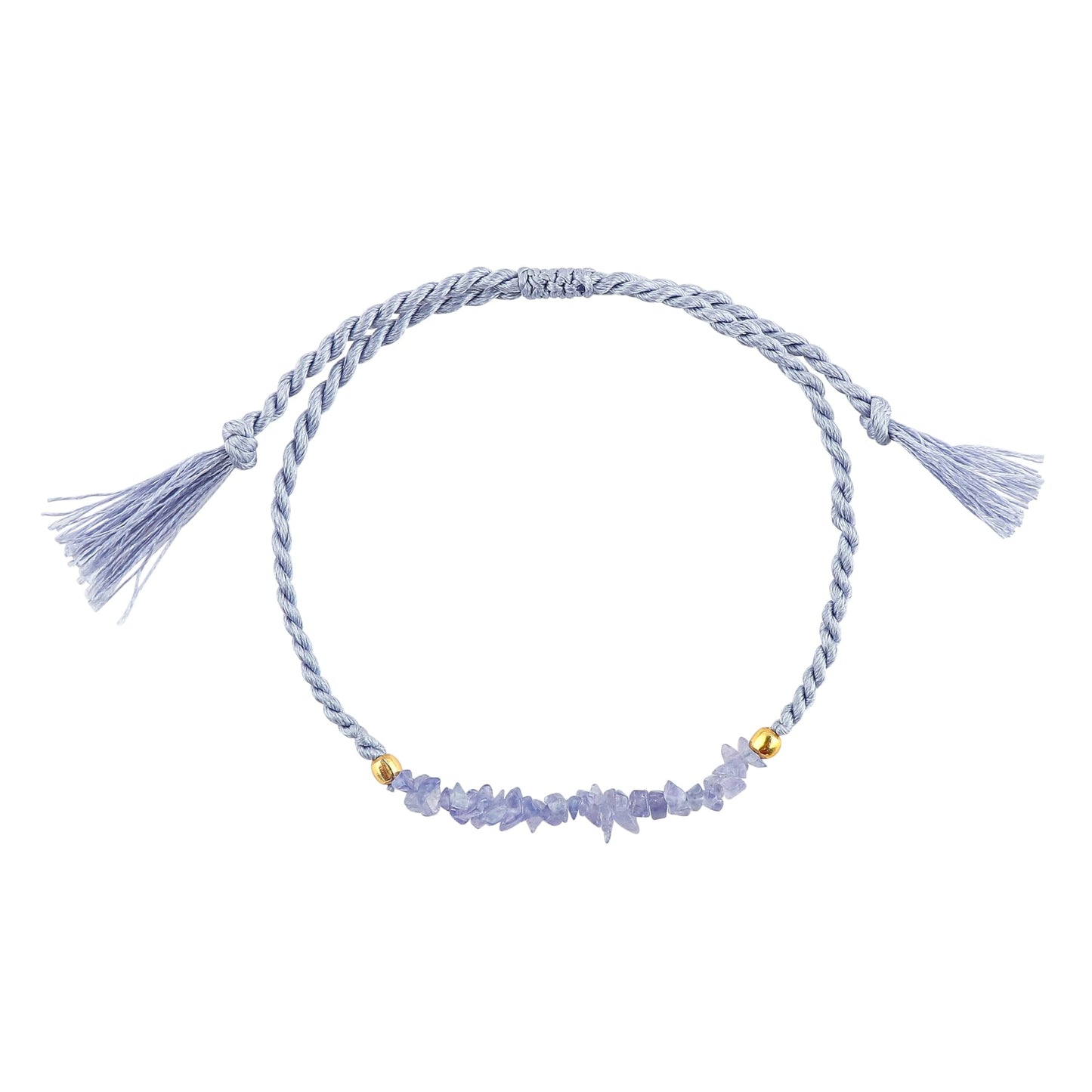 TGH Natural Tanzanite Chips Braided Bracelet Energy Healing Crystals Birthday Gift for Her Resizable Hand Braid Rope Thread Protection Bracelet for Men Women Gemstone Jewelry Christmas Gift