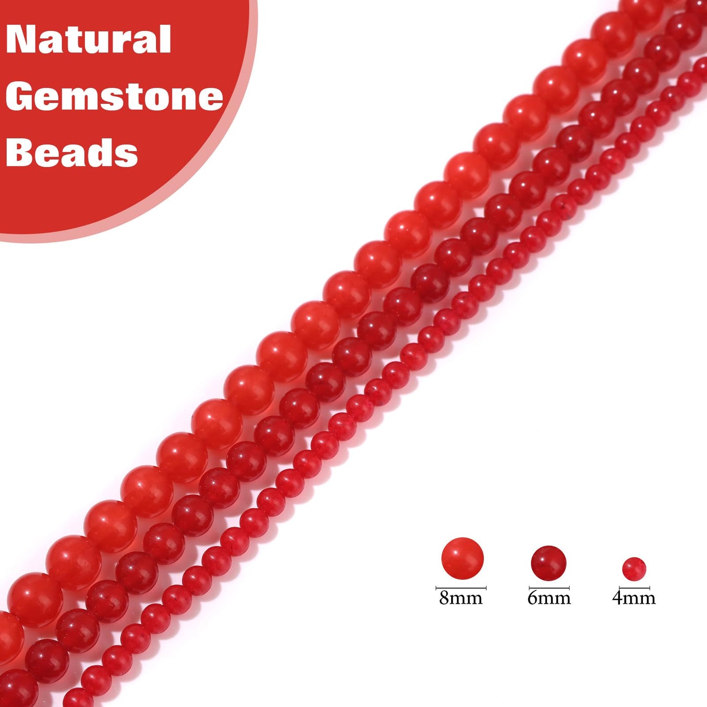 Vinswet 60pcs 6mm Carnelian Natural Stone Beads Round Genuine Real Stone Beading Loose Gemstones DIY Smooth Bead for Bracelet Necklace Earrings Jewelry Making
