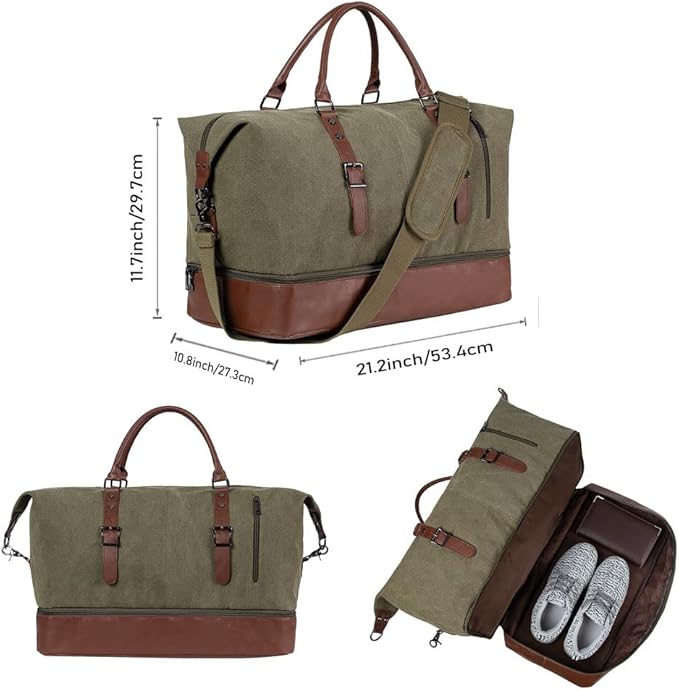 Weekender Overnight Bag Carry On Bag Travel Bag with Shoe Pouch