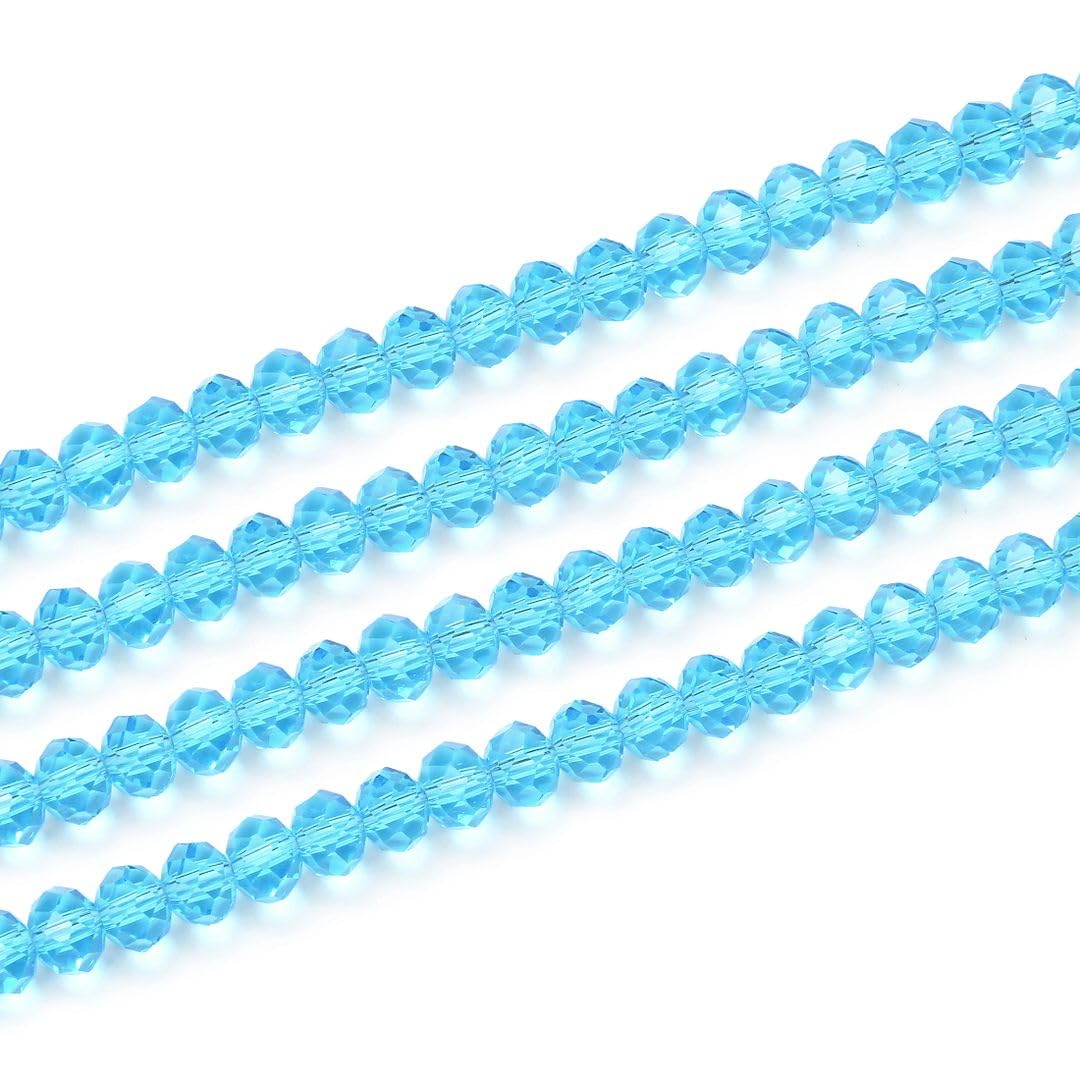350pcs Czech Faceted Rondelle Crystal Glass Loose Beads 8mm Spacer Bulk Aquamarine Blue for DIY Craft Jewelry Making CCR810