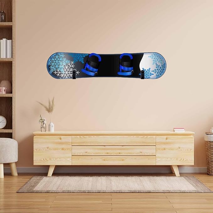 Snowboard Wall Mount & Skateboard Display Rack - Horizontal Hanger Clips for Snowboards, Longboards, Skateboards - Space Saving Storage Solution for Garage, Bedroom, Living Room (Black, 2 PCS)