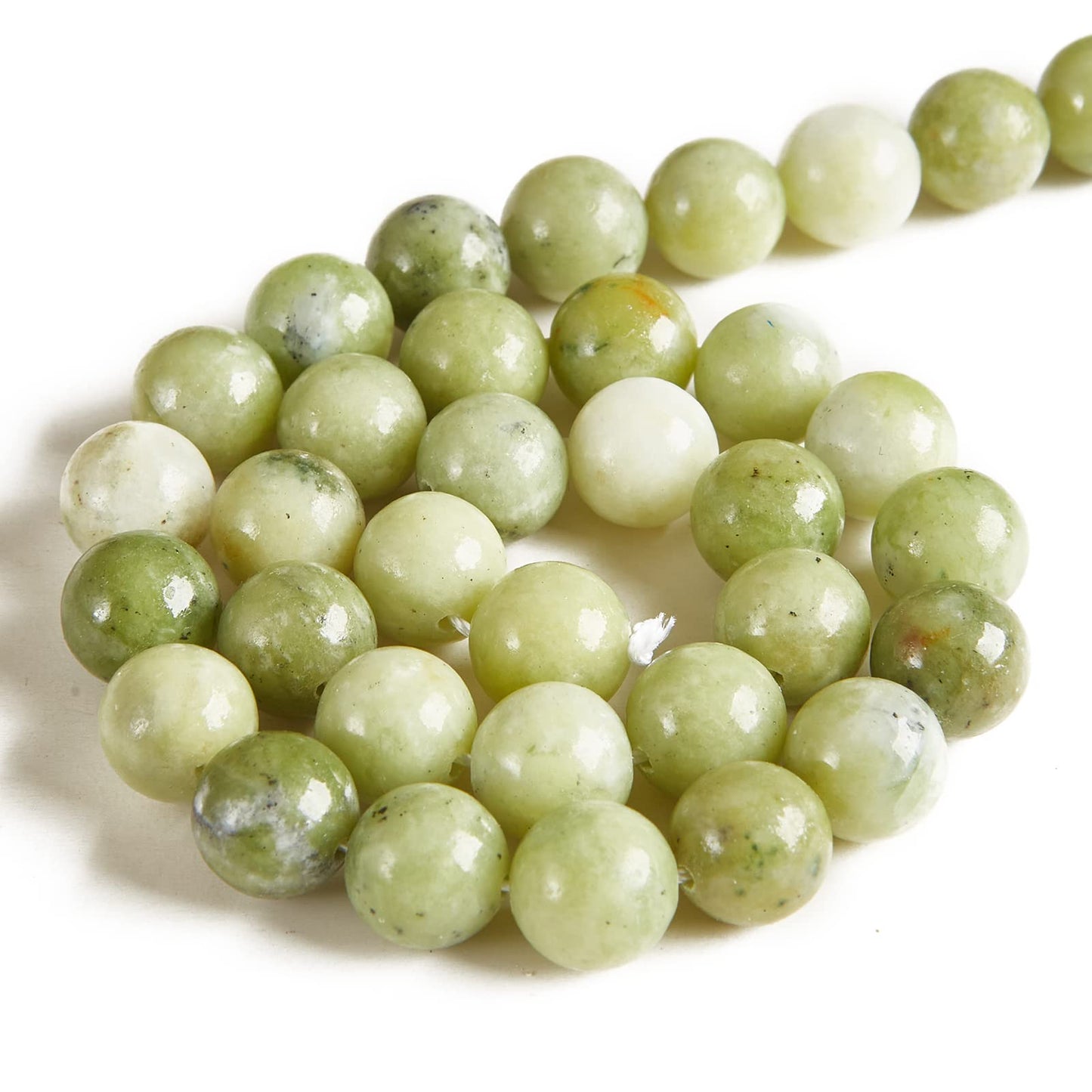100pcs 10mm Chinese Jade Beads Natural Gemstone Beads Round Loose Beads for Jewelry Making