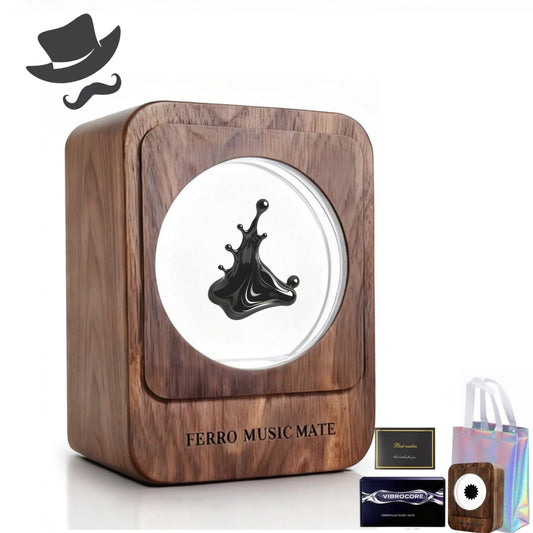 JOGEPEYO Birthday Gifts for Husband,Ferrofluid Speaker Music Mate,Gift for Gamer.Walnut Wood,Gaming Room Decor,symbiosis in a Bottle,Magnetic Fluid Toys,Desktop Decorations, Gifts.（unvoiced）