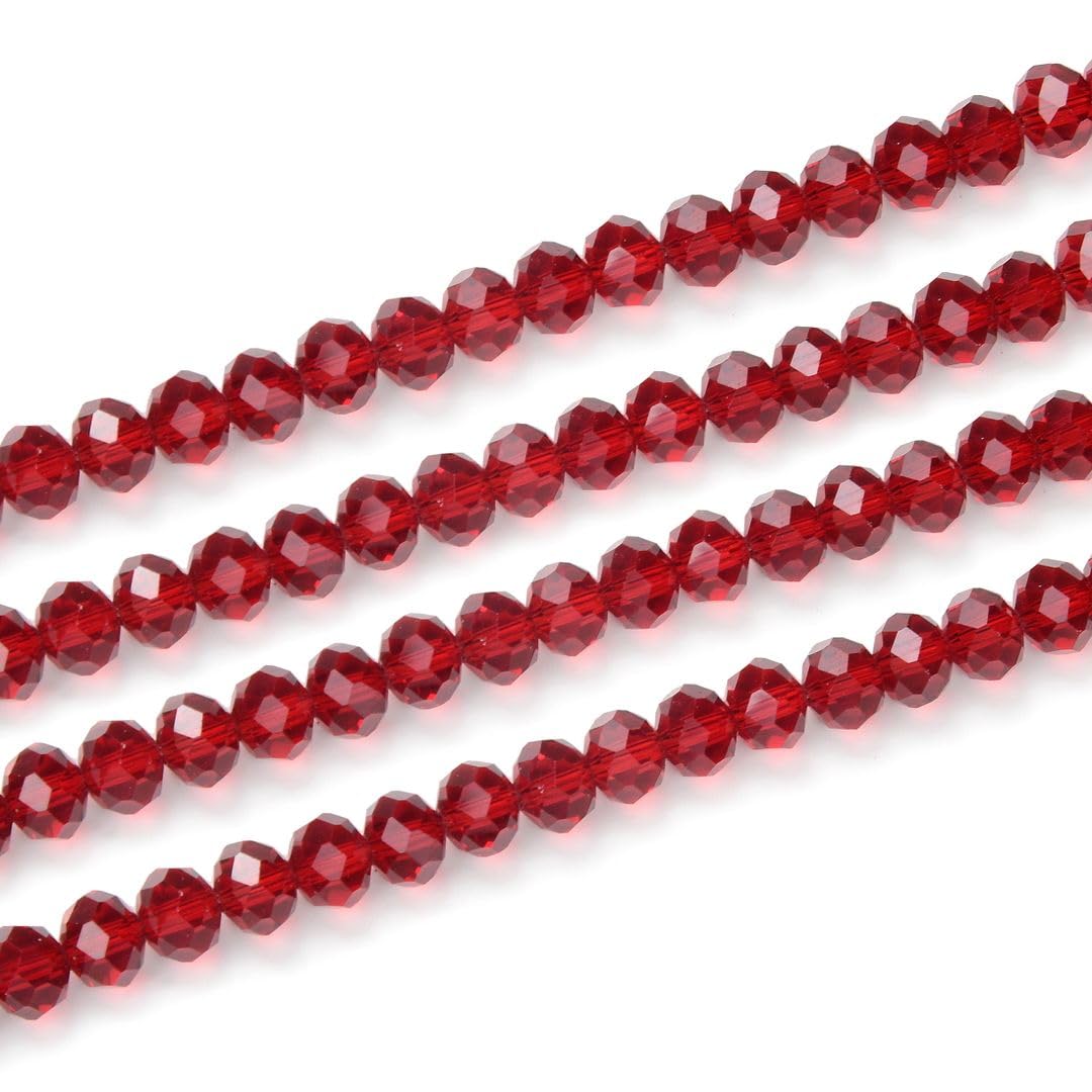 1000pcs Czech Faceted Rondelle Crystal Glass Loose Beads 6mm Spacer Bulk Siam Red for DIY Craft Jewelry Making CCR605