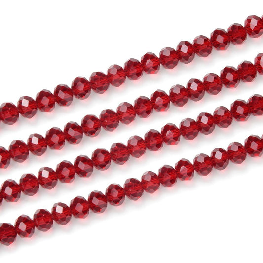 200pcs Czech Faceted Rondelle Crystal Glass Loose Beads 6mm Spacer Bulk Siam Red for DIY Craft Jewelry Making CCR605