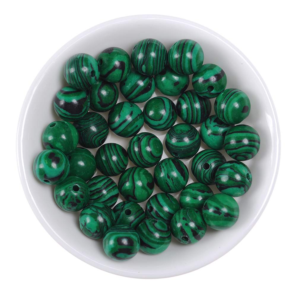 Natural Stone Beads 10mm Malachite Gemstone Round Loose Beads Crystal Energy Stone Healing Power for Jewelry Making DIY,1 Strand 15"