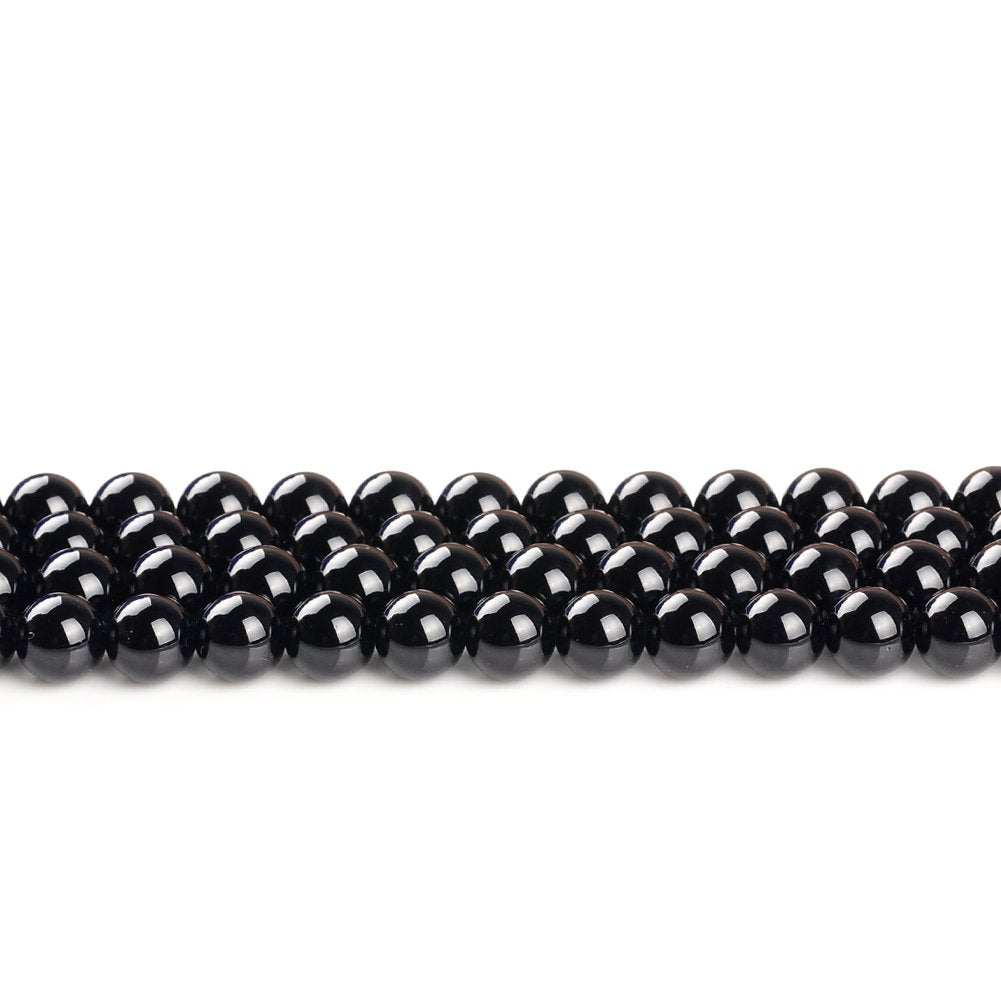 Natural Stone Beads 8mm Black Onyx Agate Gemstone Round Loose Beads Crystal Energy Stone Healing Power for Jewelry Making DIY,1 Strand 15"