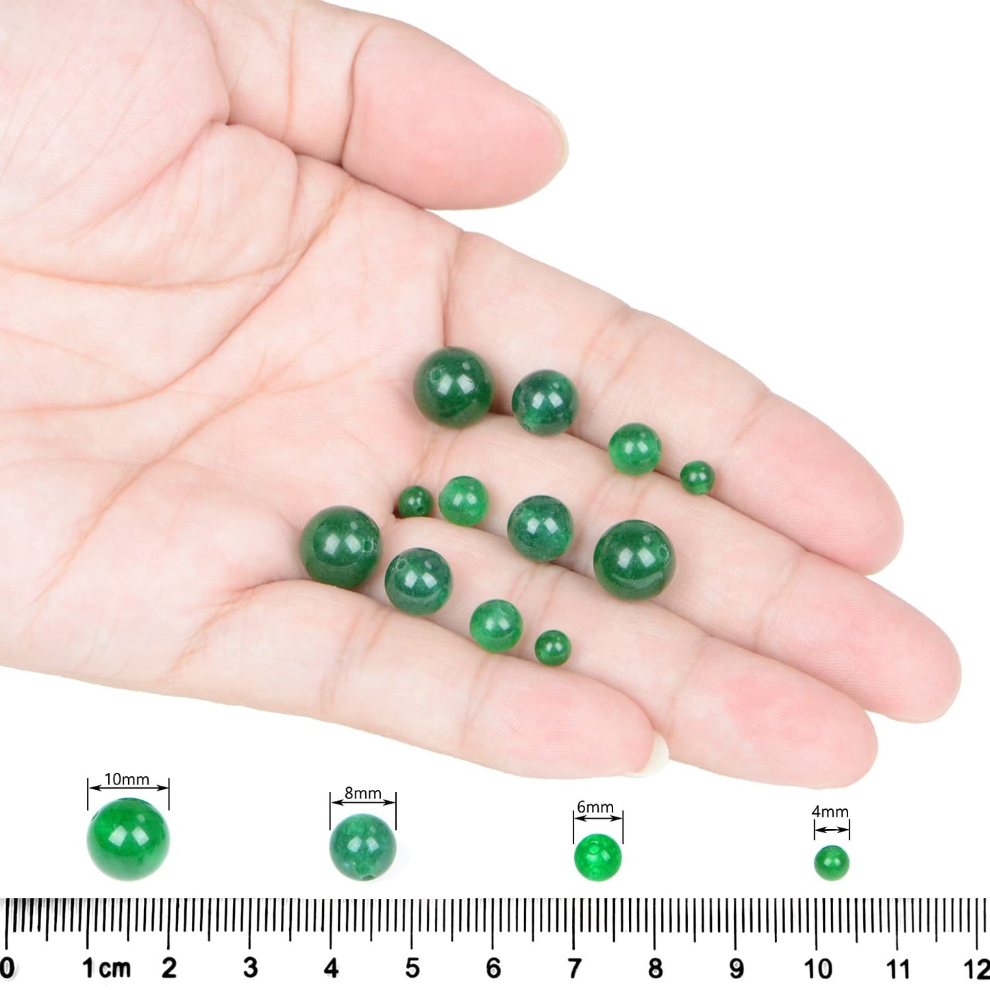 AD Beads Natural Gemstone Round Loose Beads 15" for Bracelet Necklace Earrings Jwelery Making Crafts DIY (10mm, Green Jade)