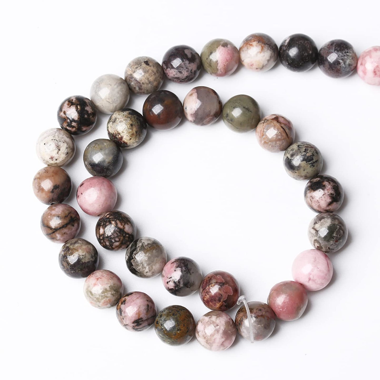 12MM 30PCS Natural Stone Black Stripe Rhodochrosite Gemstone Beads for Jewelry Making DIY Bracelet Necklace Semi Precious Crystal Beads