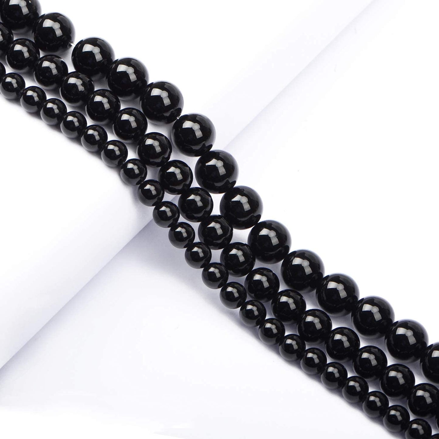 AD Beads Natural Gemstone Round Loose Beads 15" for Bracelet Necklace Earrings Jwelery Making Crafts DIY (4mm, Black Onyx)