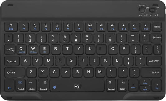 Rii RK302 Ultra-Slim Bluetooth Keyboard for ipad,iPhone,Android,Samsung,Windows,Mac,Linux,Tablet,Laptop, Rechargeable