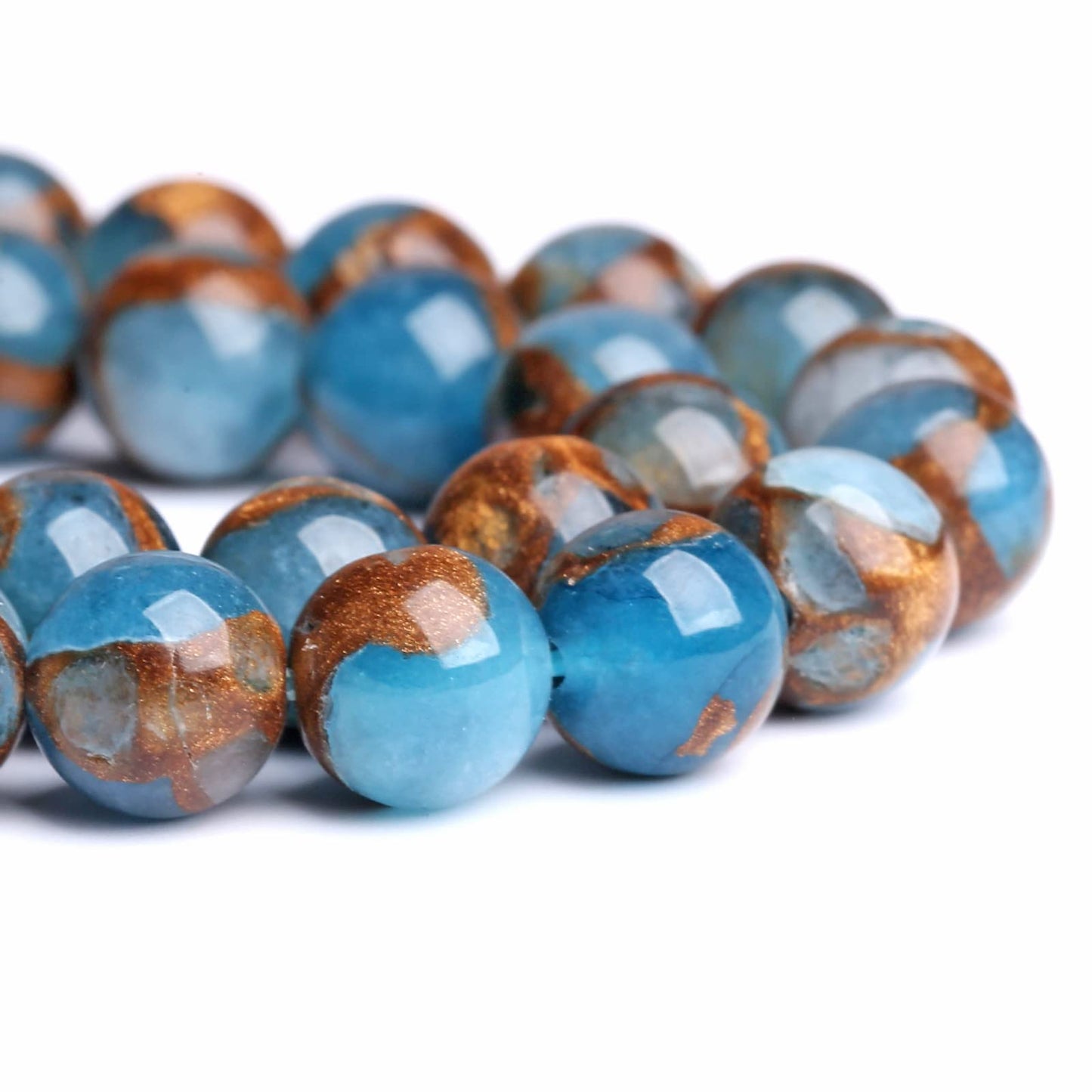 120PCS 6MM Lake Blue Cloisonne Craft Spacer Loose Beads for Jewelry Making DIY Bracelet