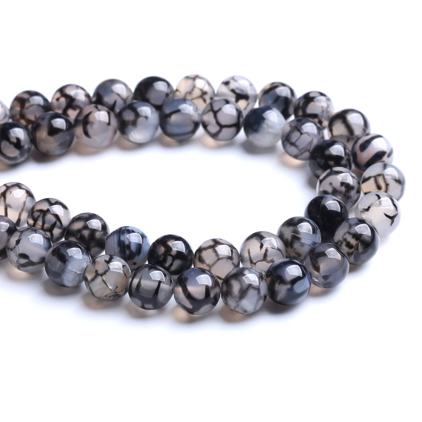 6MM 60PCS Natural Stone Black Dragon Vein Agate Beads for Jewelry Making DIY Bracelet