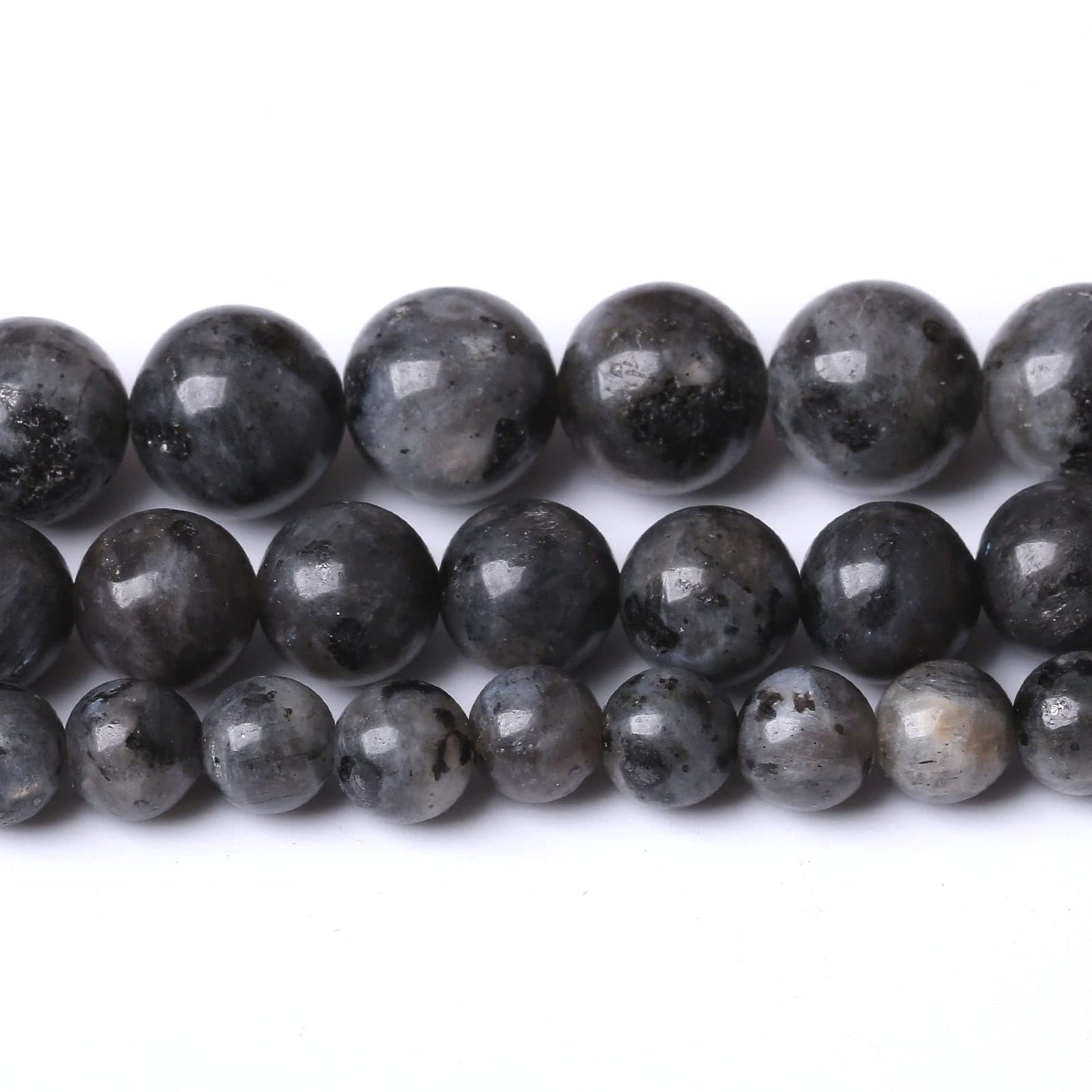 32PCS 12MM Natural Black Labradorite Beads Round Loose Stone Beads for Jewelry Making DIY Energy Stone Healing Power Bracelet 15"