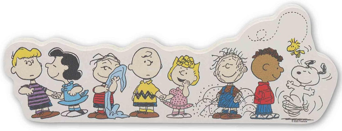 Open Road Brands Peanuts Gang Shelf Sitter Decor - Charming Wood Block Featuring Charlie Brown, Snoopy & Friends
