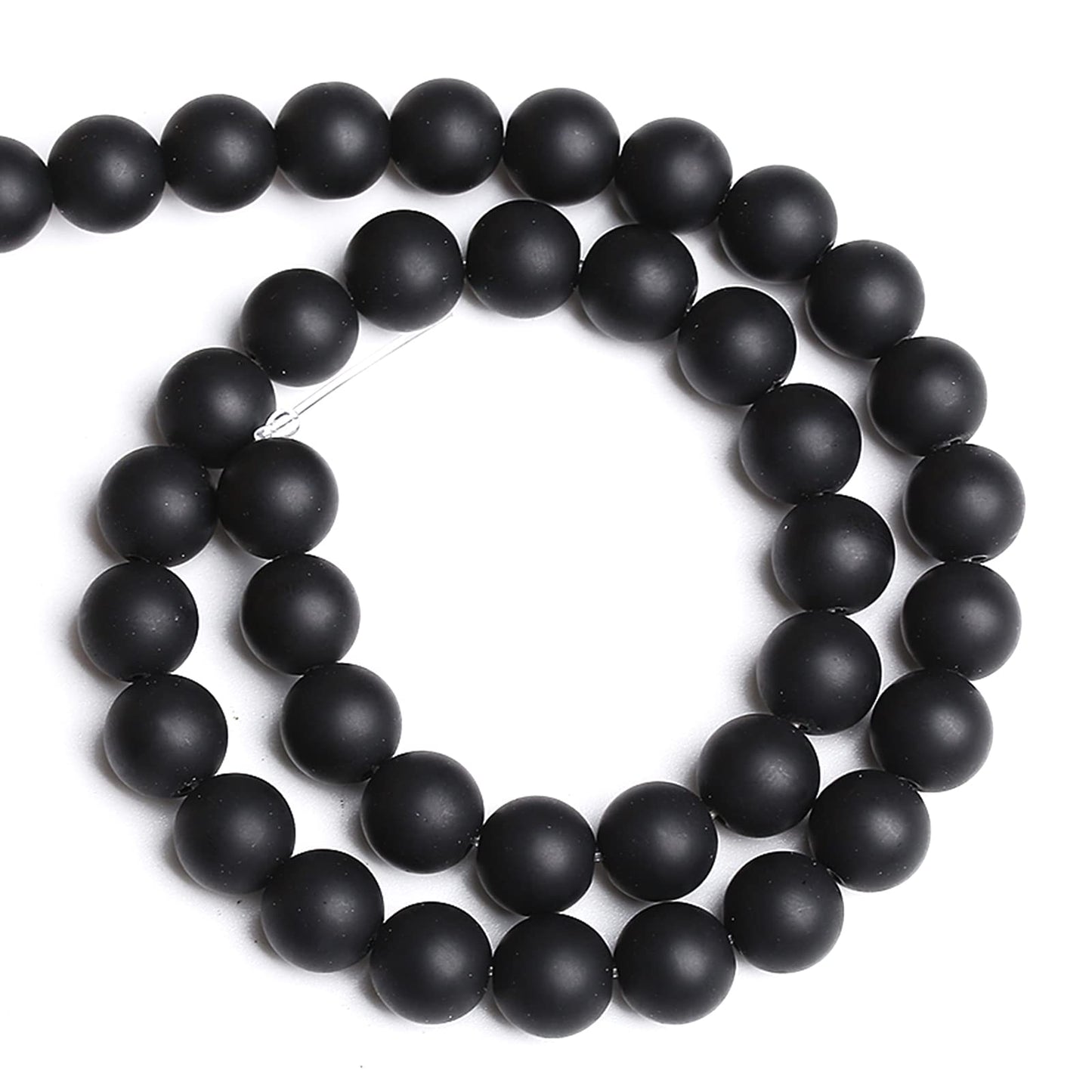 12MM 32PCS Natural Stone Matte Black Agate Loose Beads for Jewelry Making DIY Bracelet Necklace