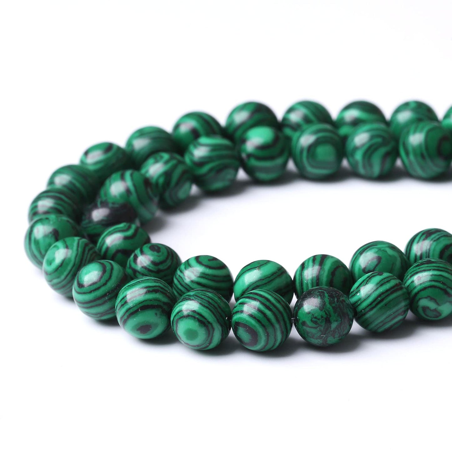 36PCS 10MM Green Malachite Round Loose Natural Gem Beads for Jewelry Making 15"