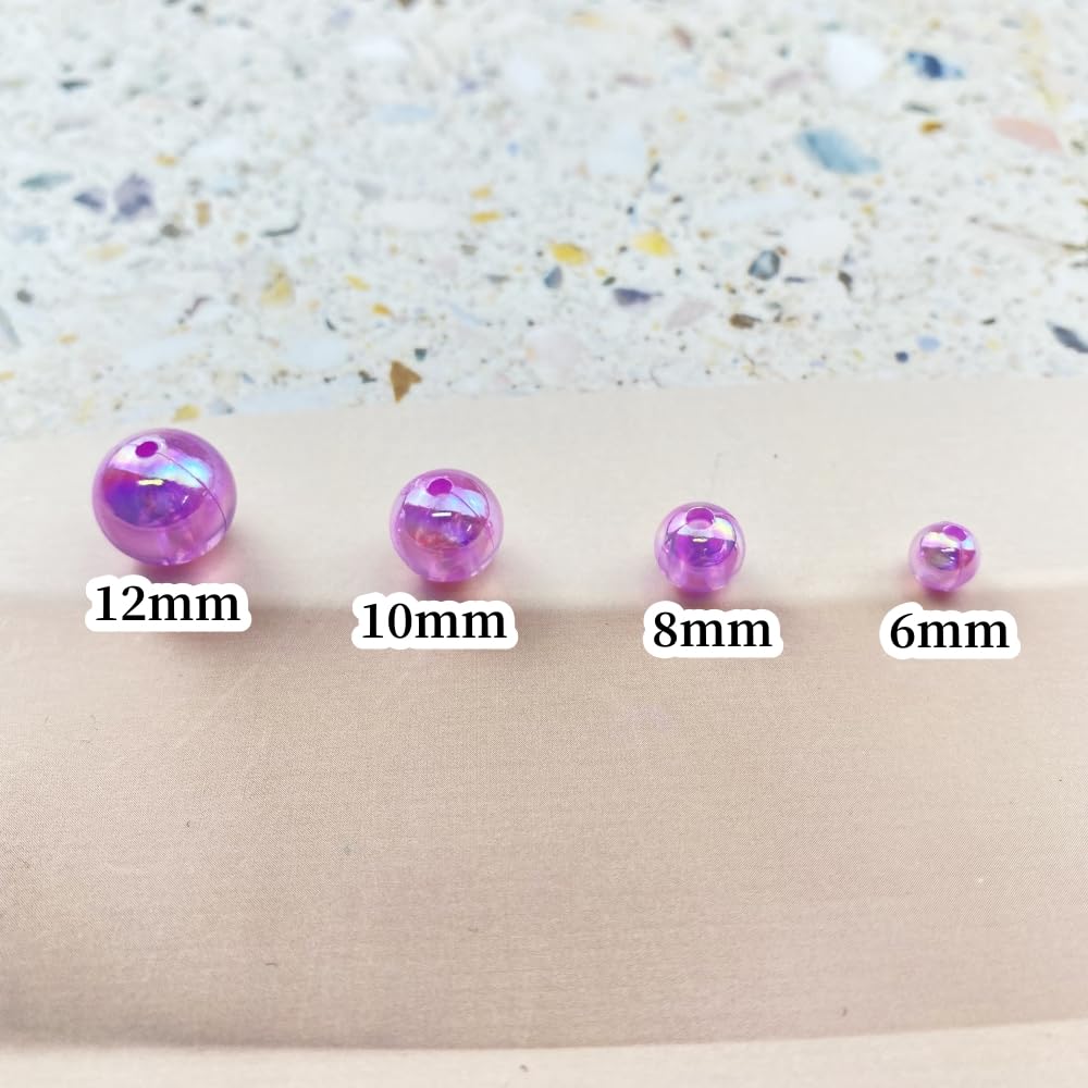 200pcs Acrylic Round Beads 10mm AB Colors Craft Beads Round Spacer Beads with Holes for Earring Bracelet Necklace Key Chains Jewelry Making(Light Peach AB)