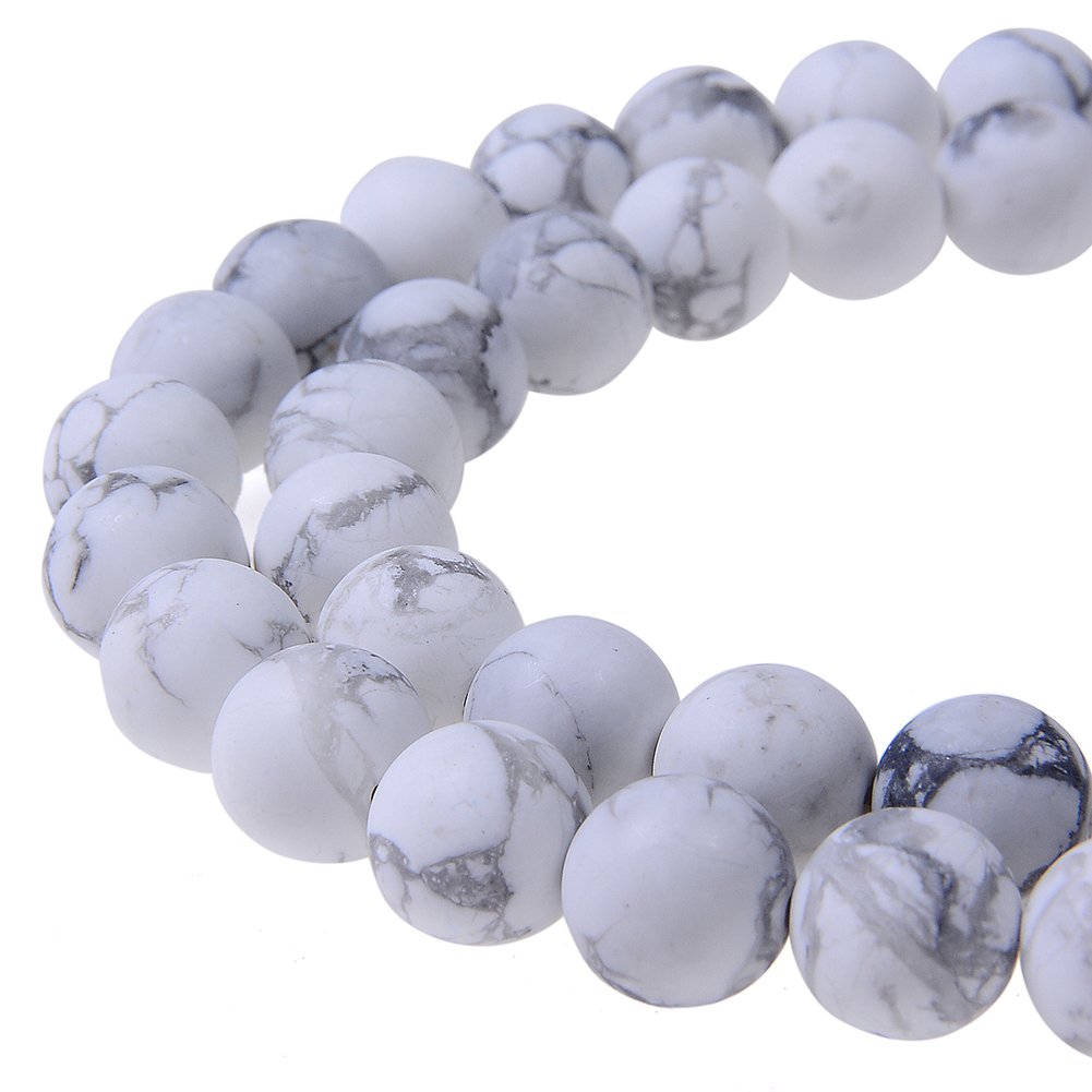 PLTbeads Natural Gemstone Loose Beads Matte Approxi 15.5 inch DIY Bracelet Necklace for Jewelry Making (6mm, Matte Black Stripe Howlite)