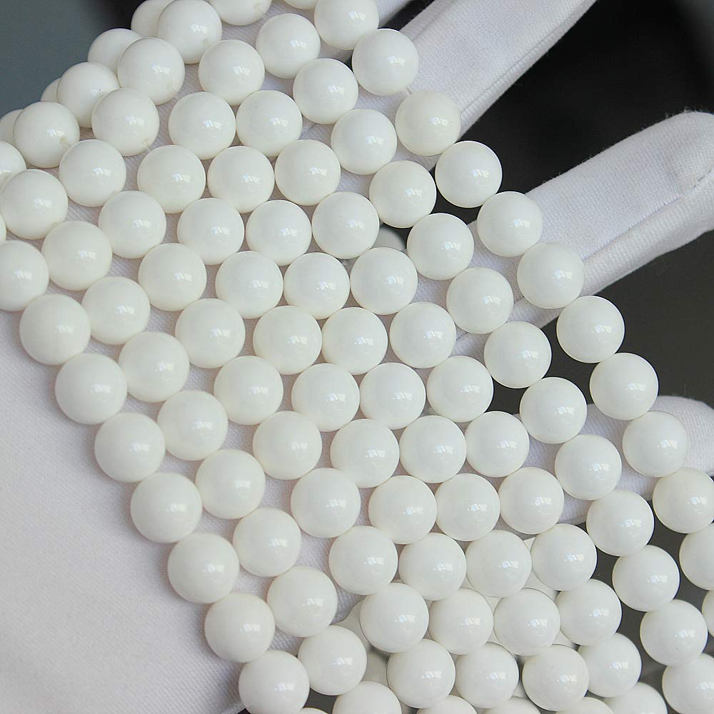 MJDCB 7A Natural Deep Sea White Shells Round Stone Beads for Jewelry Making DIY Bracelet Necklace (8mm)