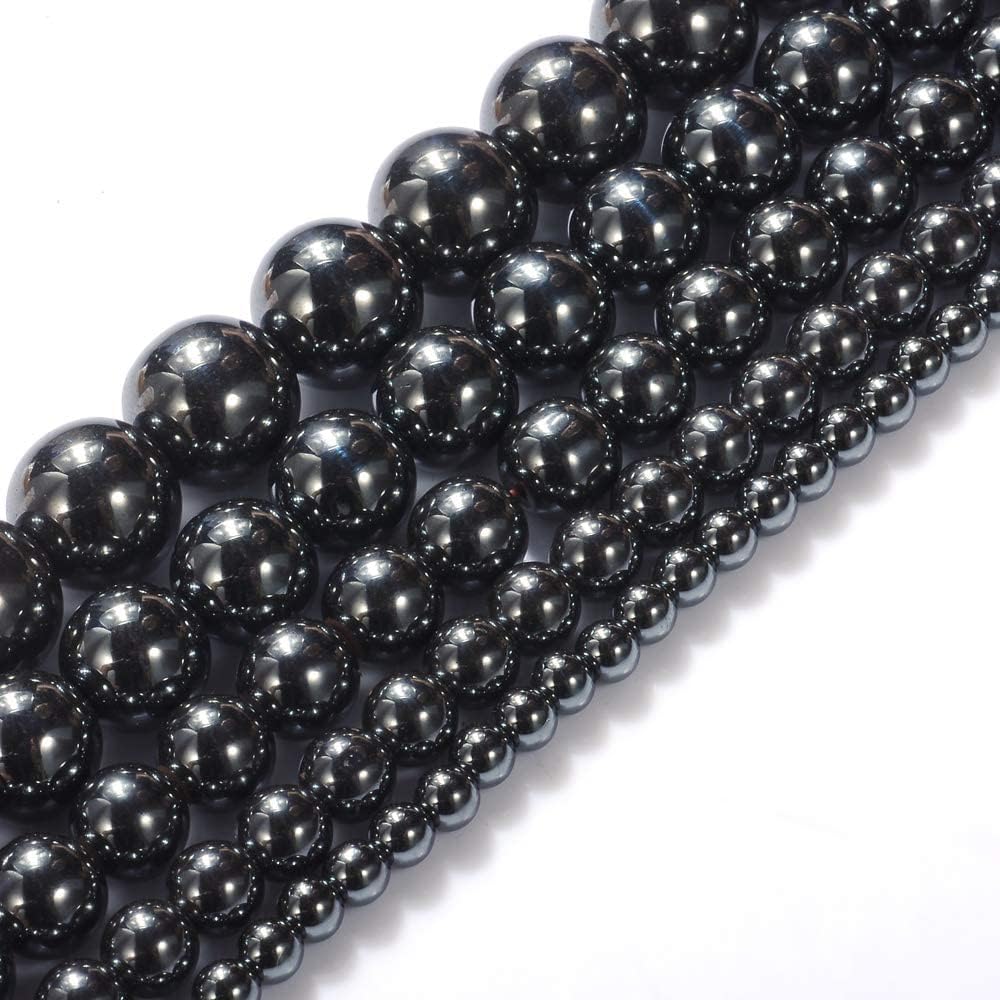 Natural Stone Beads 10mm Hematite Gemstone Round Loose Beads Crystal Energy Stone Healing Power for Jewelry Making DIY,1 Strand 15"
