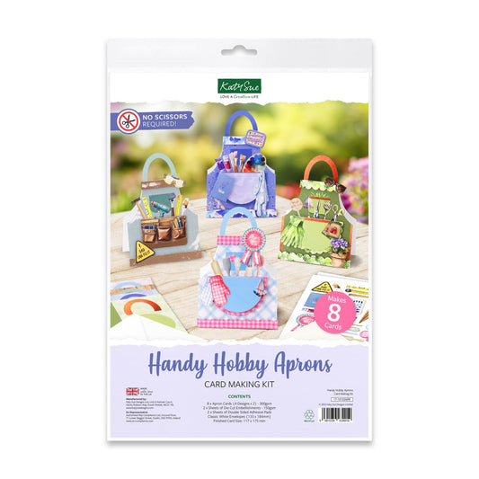 Katy Sue Handy Hobby Aprons Card Making Kit. Contains 8 Shaped Cards, 2 Sheets Die Cut Decoupage, Sticky Foam Pads, Instructions & 8 Envelopes. Apron-Themed Card Making Kits for Adults