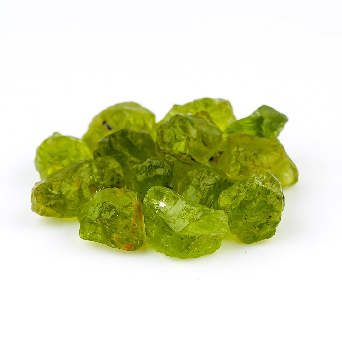 ColouredRocks 50 carats Green Peridot Crystals, Raw Stones, Rough Gemstones, Jewelry Making Supply, Cabbing, Polishing, Cutting, DIY, Crafts (12-14pcs) (5-8mm)