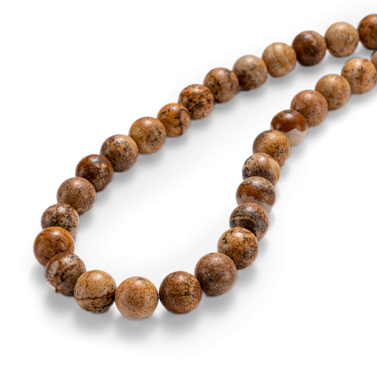 BEADIA Natural Brown Picture Jasper Stone Round Loose Semi Gemstone Beads for Jewelry Making 6MM 61PCS
