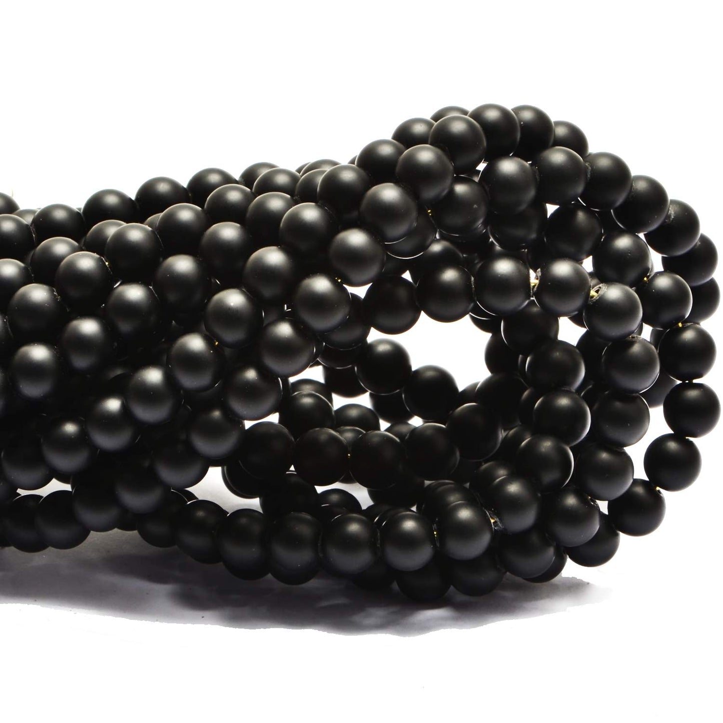 100Pcs Natural Crystal Beads Stone Gemstone Round Loose Energy Healing Beads with Free Crystal Stretch Cord for Jewelry Making (Matte Onyx, 8MM)