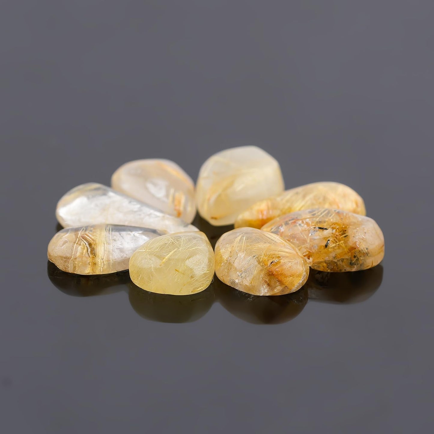 ColouredRocks (7-8 pcs. A++ GOLDEN RUTILE QUARTZ, Pears, Natural Cabochon Crystals, Loose Gemstone, Wholesale Polished Supply, Jewelry Making, DIY Craft, Gem Collection (13-16 mm free size)