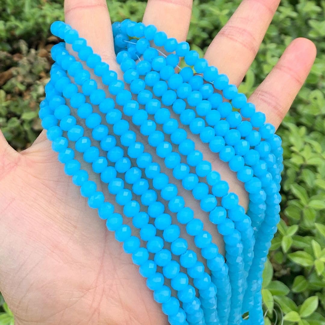 1000pcs Czech Faceted Rondelle Crystal Glass Loose Beads 6mm Spacer Bulk Blue Turquoise Opal for DIY Craft Jewelry Making CCR631