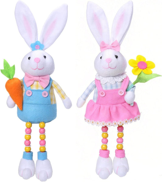 Skiennix Easter Bunny Plush Decorations - Cute Stuffed Rabbit for Easter Basket Stuffers | 2 Pcs