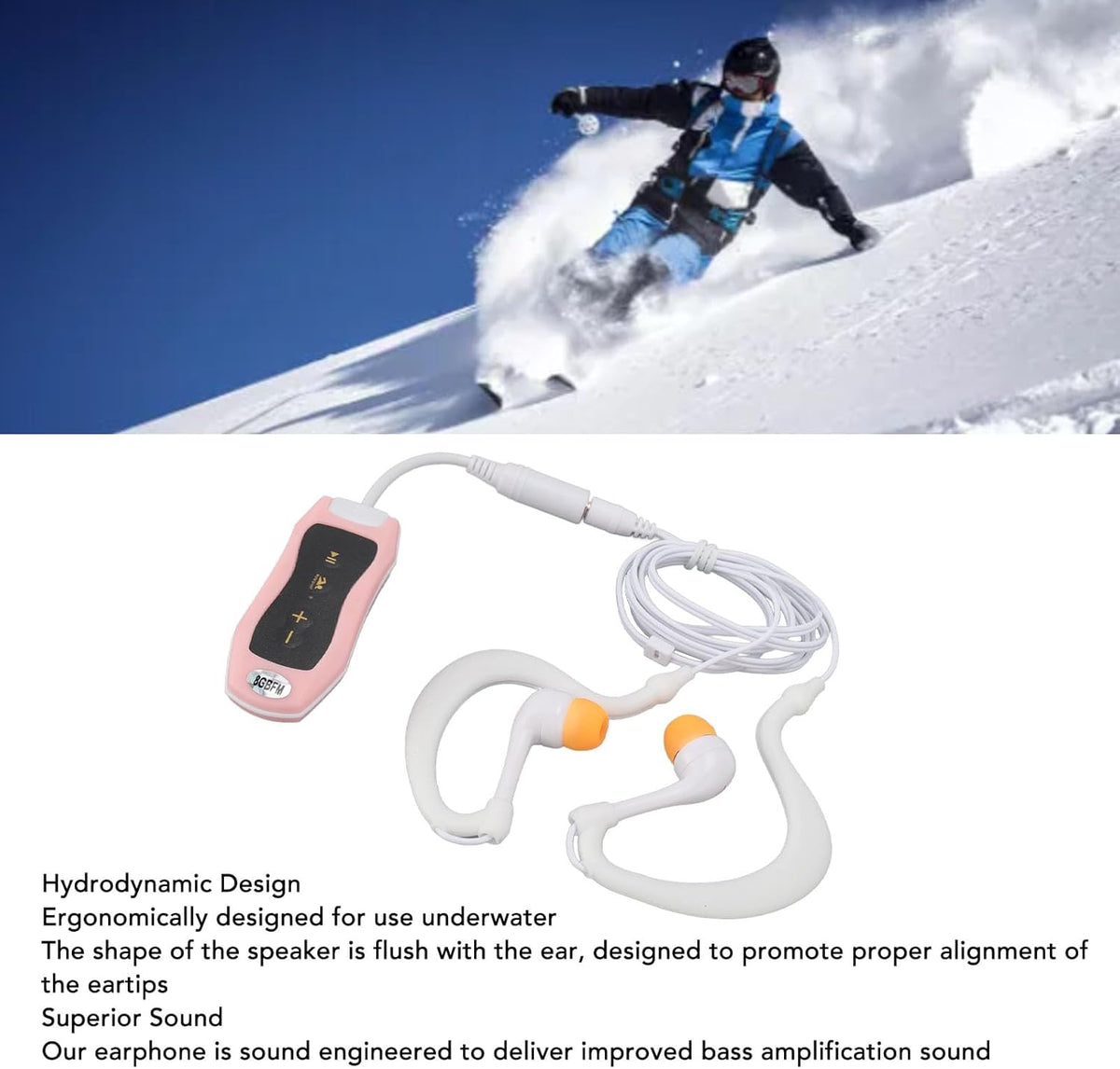 Yosoo Health Gear IPX8 MP3 USB2.0 Swimming (8GB) waterproofs Player,Rechargeable Music Player with Earphone, for Diving